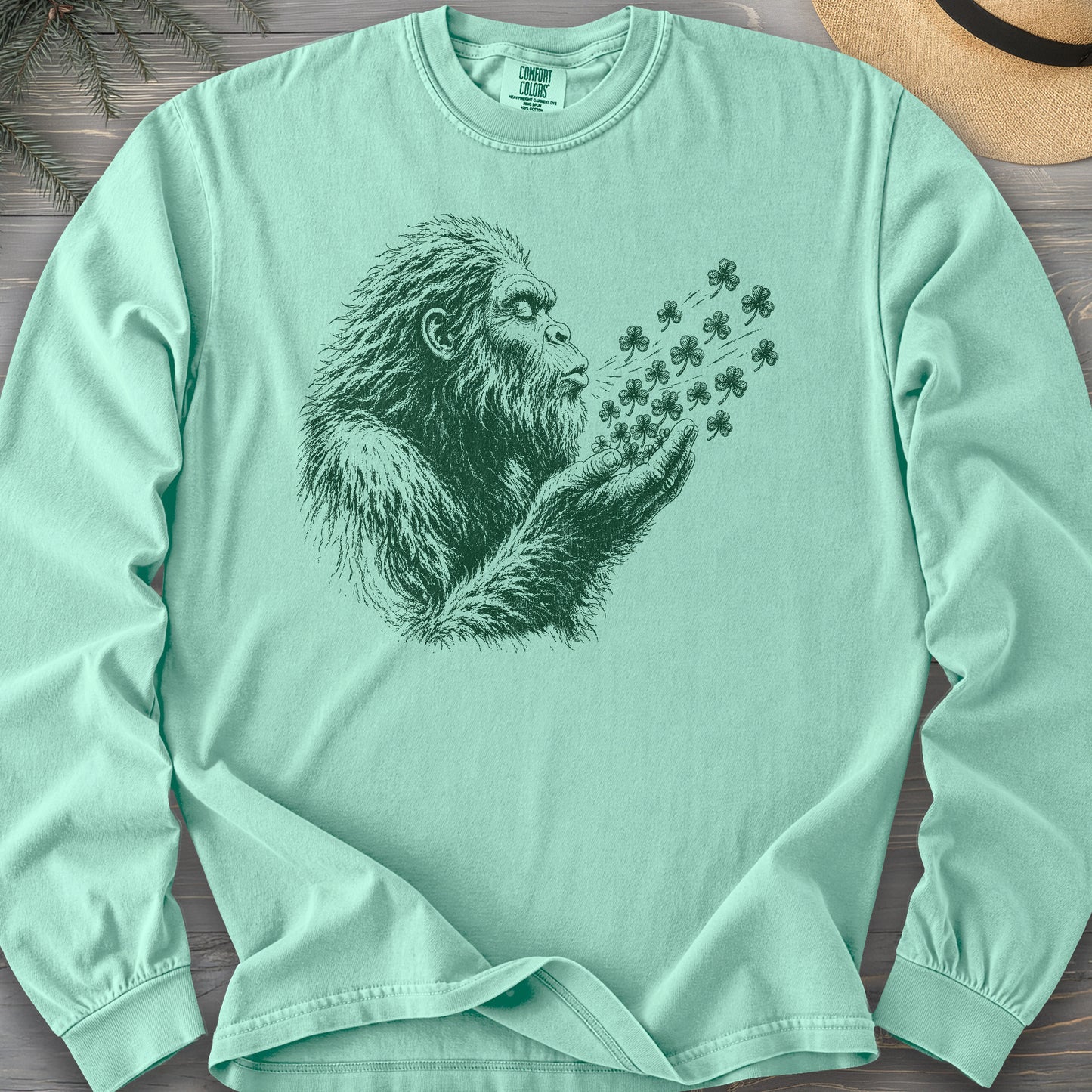 Bigfoot Shamrocks Comfort Colors 6014 Long Sleeve