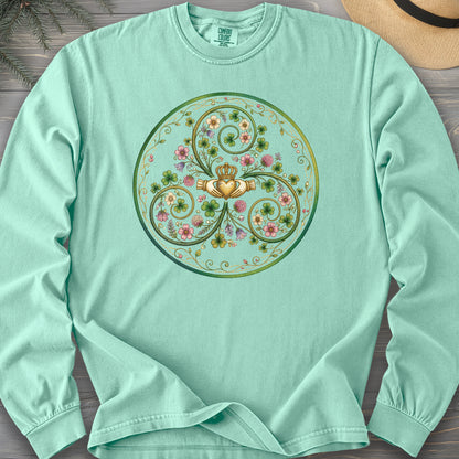Claddagh Floral Triskele Comfort Colors 6014 Long Sleeve