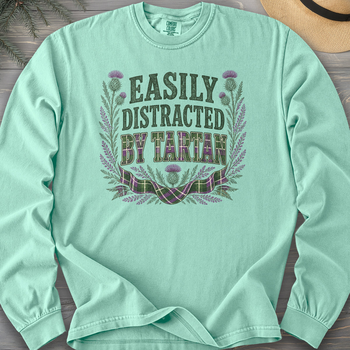 Easily Distracted By Tartan Comfort Colors 6014 Long Sleeve