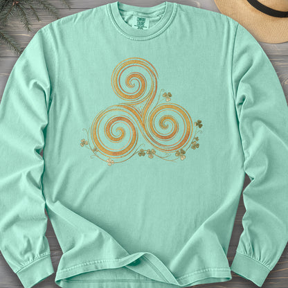 Irish Golden Triskele Long Sleeve Shirt
