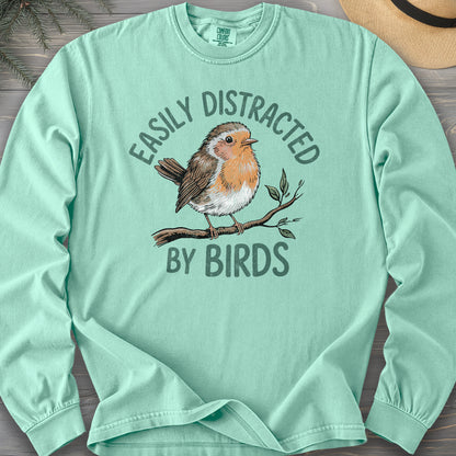 Easily Distracted By Birds Robin Textured Long Sleeve Shirt