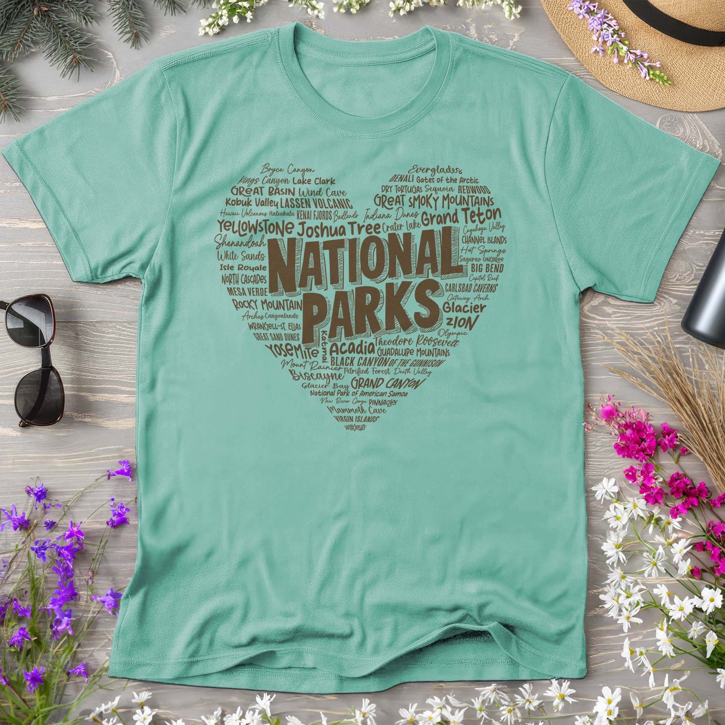 National Park Word Art "Heart" Comfort Colors T-Shirt