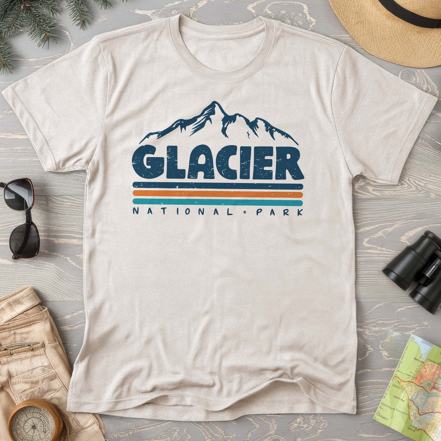 Glacier National Park "Retro Stipes" Comfort Colors T-Shirt