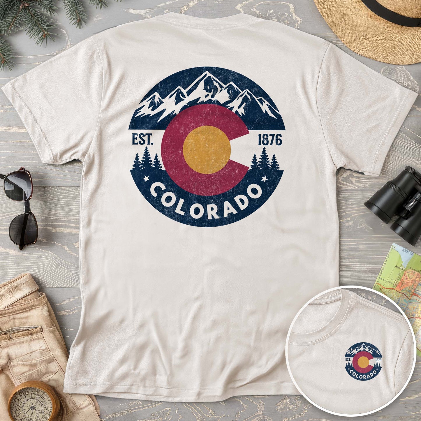 Colorado Flag Badge Textured Front/Back Comfort Colors T-Shirt