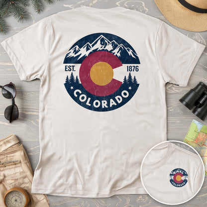 Colorado Flag Badge Textured Front/Back Comfort Colors T-Shirt