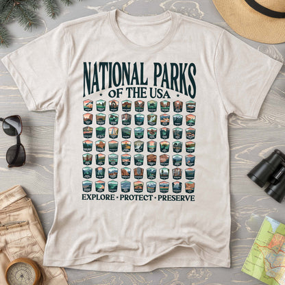 National Parks of the USA 63 Badges "Big and Bold" Comfort Colors T-Shirt