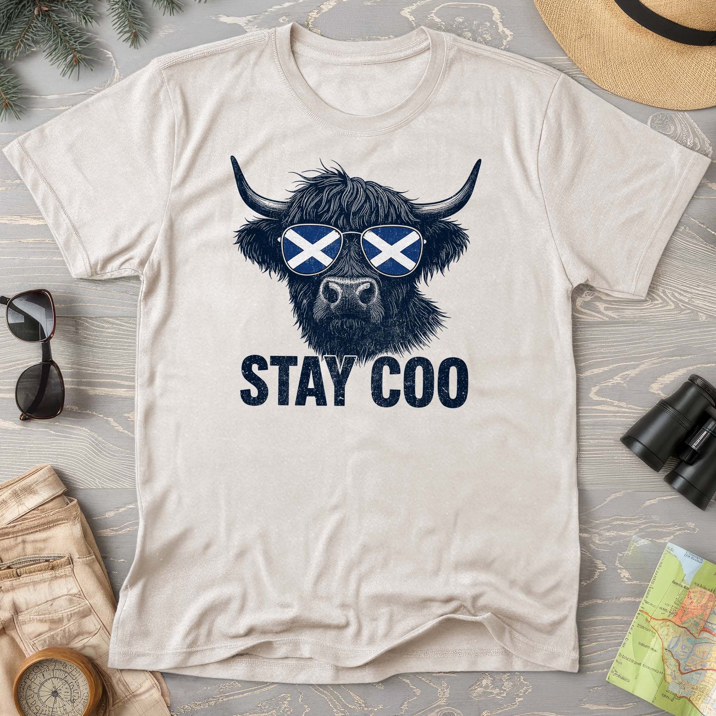 Stay Coo Highland Cow "Sunglasses" Comfort Colors T-Shirt