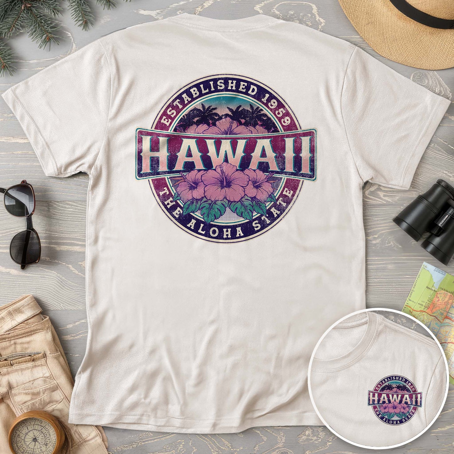 Hawaii Badge Front/Back Print Comfort Colors T-shirt