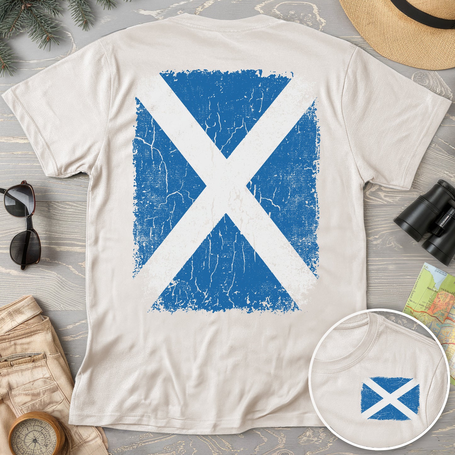 Scotland Distressed Flag Front/Back Print T-Shirt