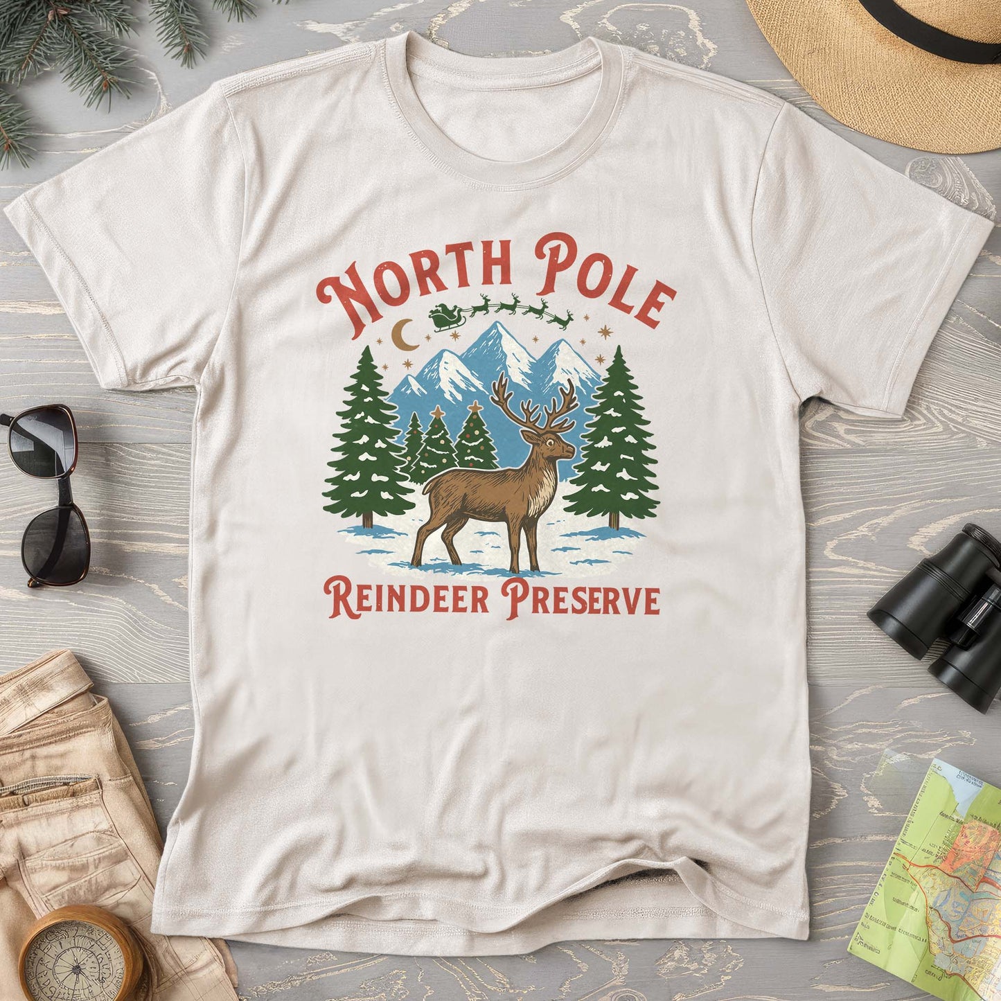 North Pole Reindeer Preserve Comfort Colors T-Shirt