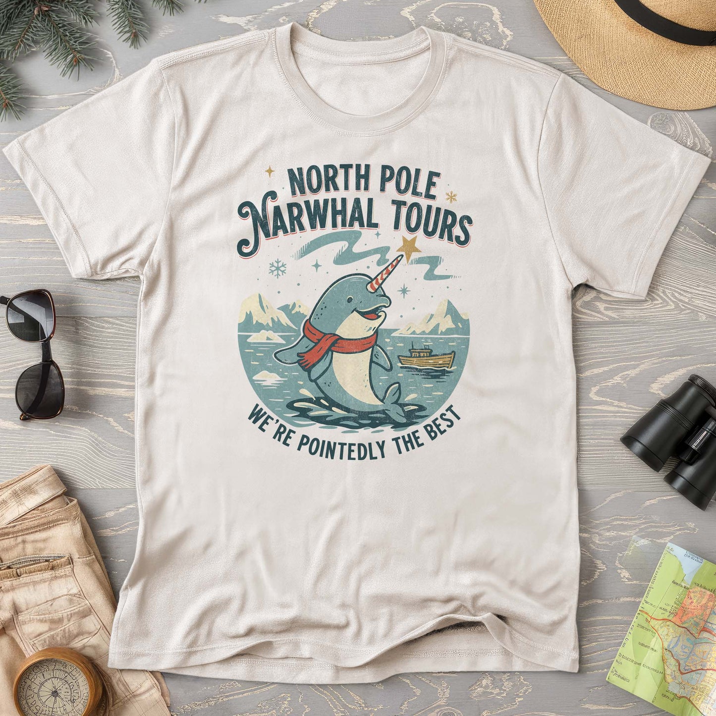 North Pole Narwhal Tours Comfort Colors T-shirt