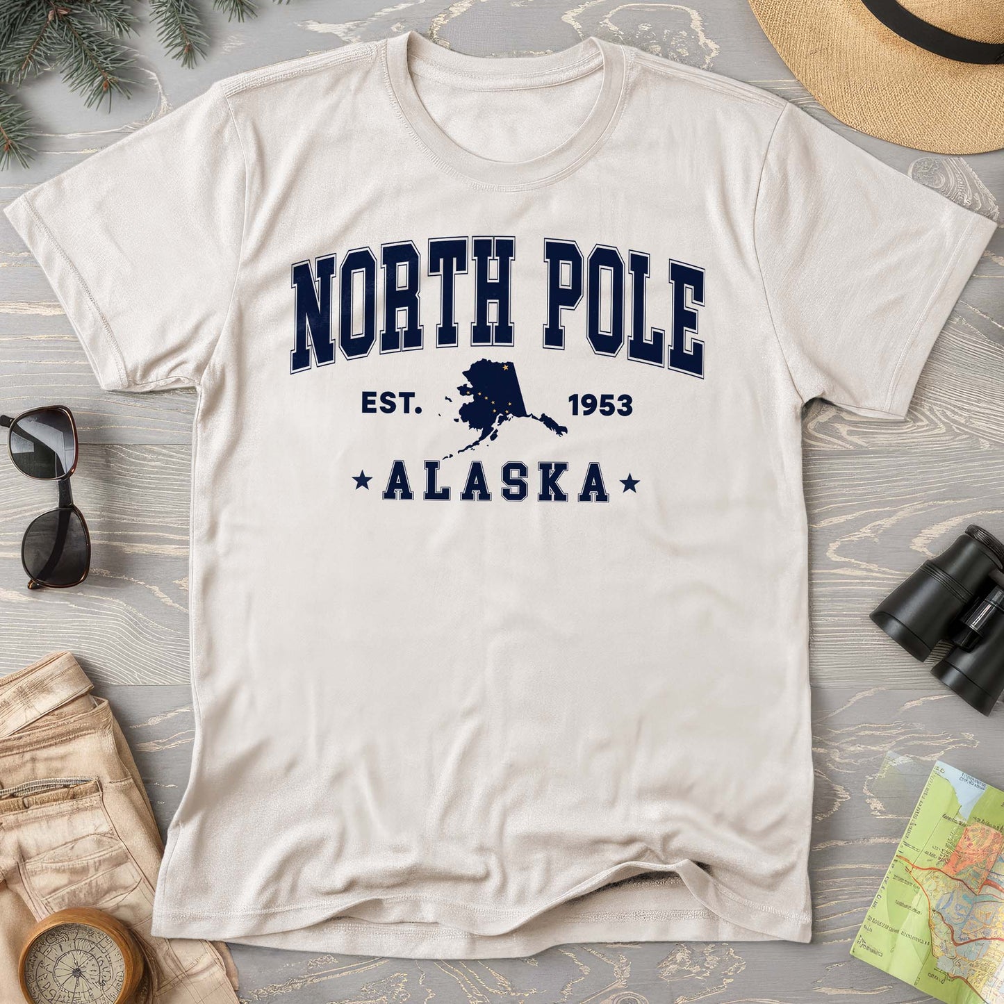 North Pole Alaska Varsity Comfort Colors T-shirt