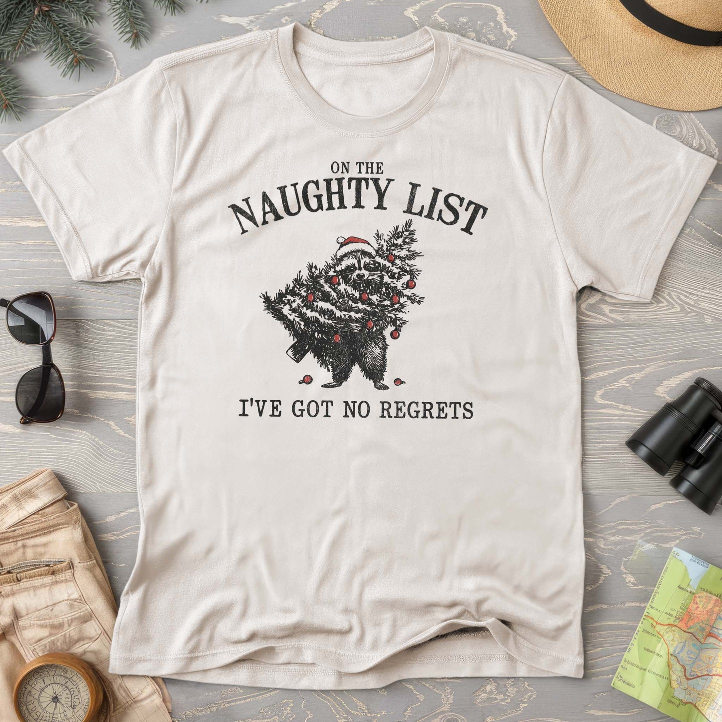 Naughty List Racoon Xmas Comfort Colors T-shirt