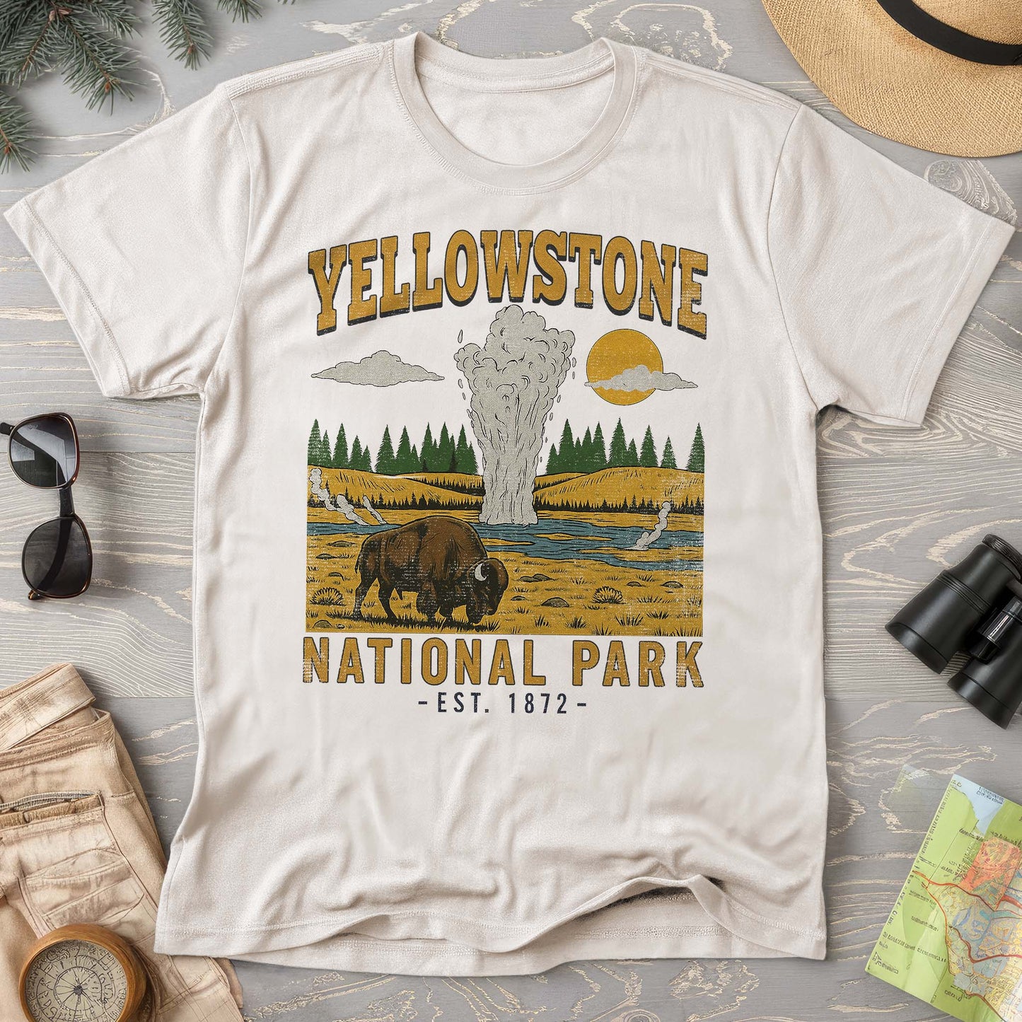 Yellowstone Old Faithful Buffalo Comfort Colors T-shirt