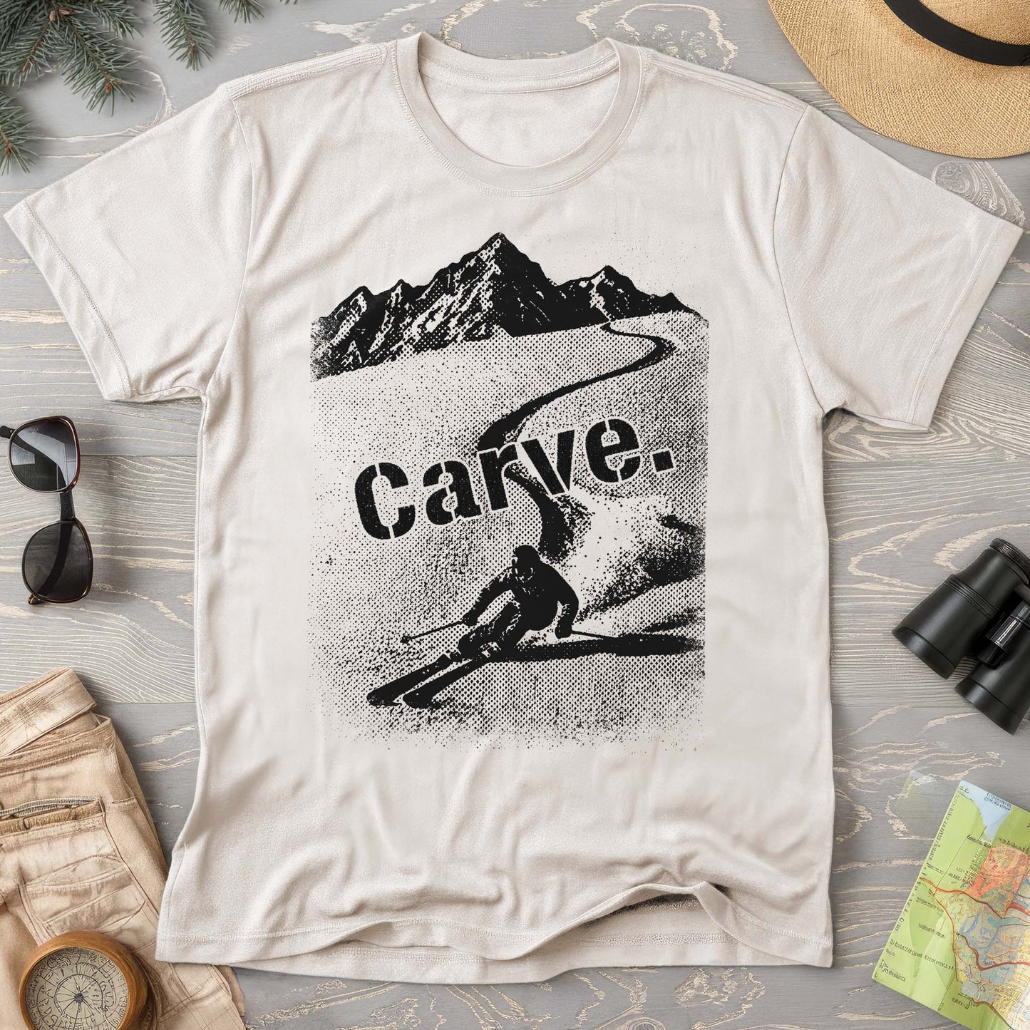 Carve Ski Print Comfort Colors T-shirt