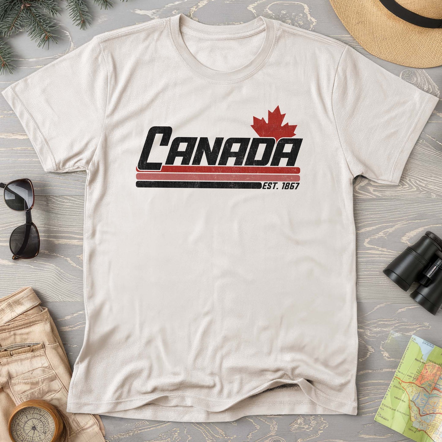 Canada Retro Stripe Comfort Colors T-shirt