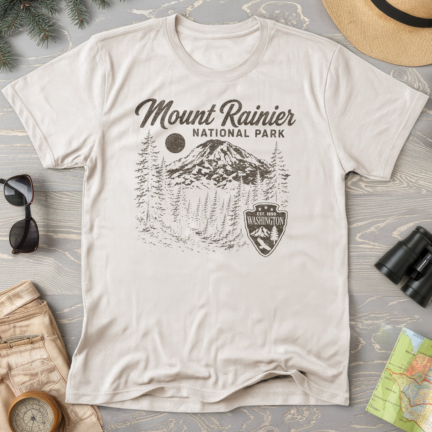 Mount Rainier Vintage Sketch T-Shirt