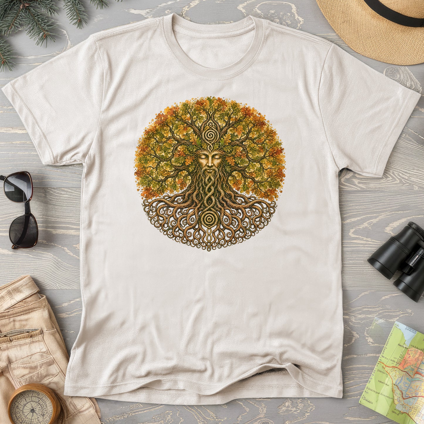 Green Man Autumn Bloom T-Shirt