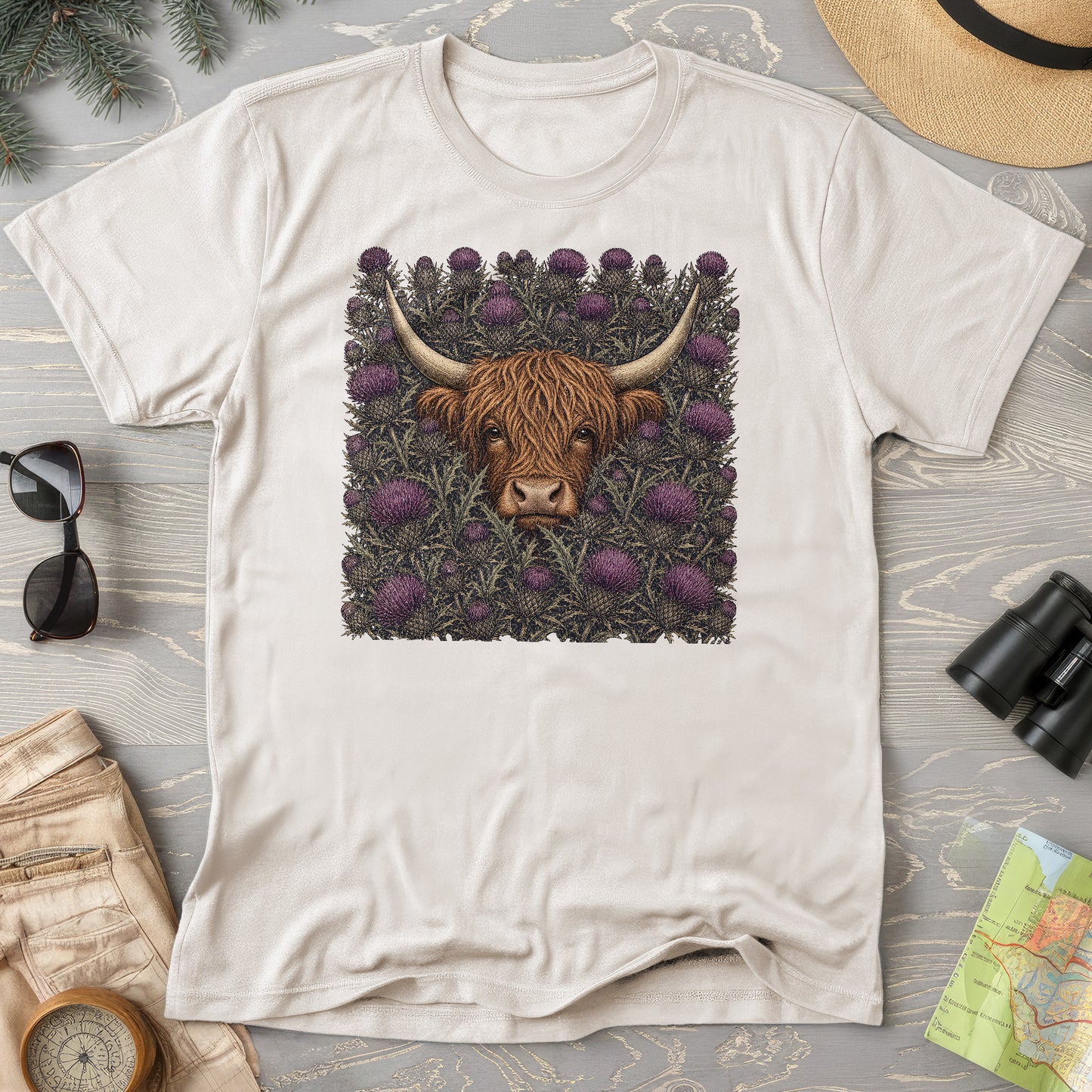 Highland Coo Thistle T-Shirt