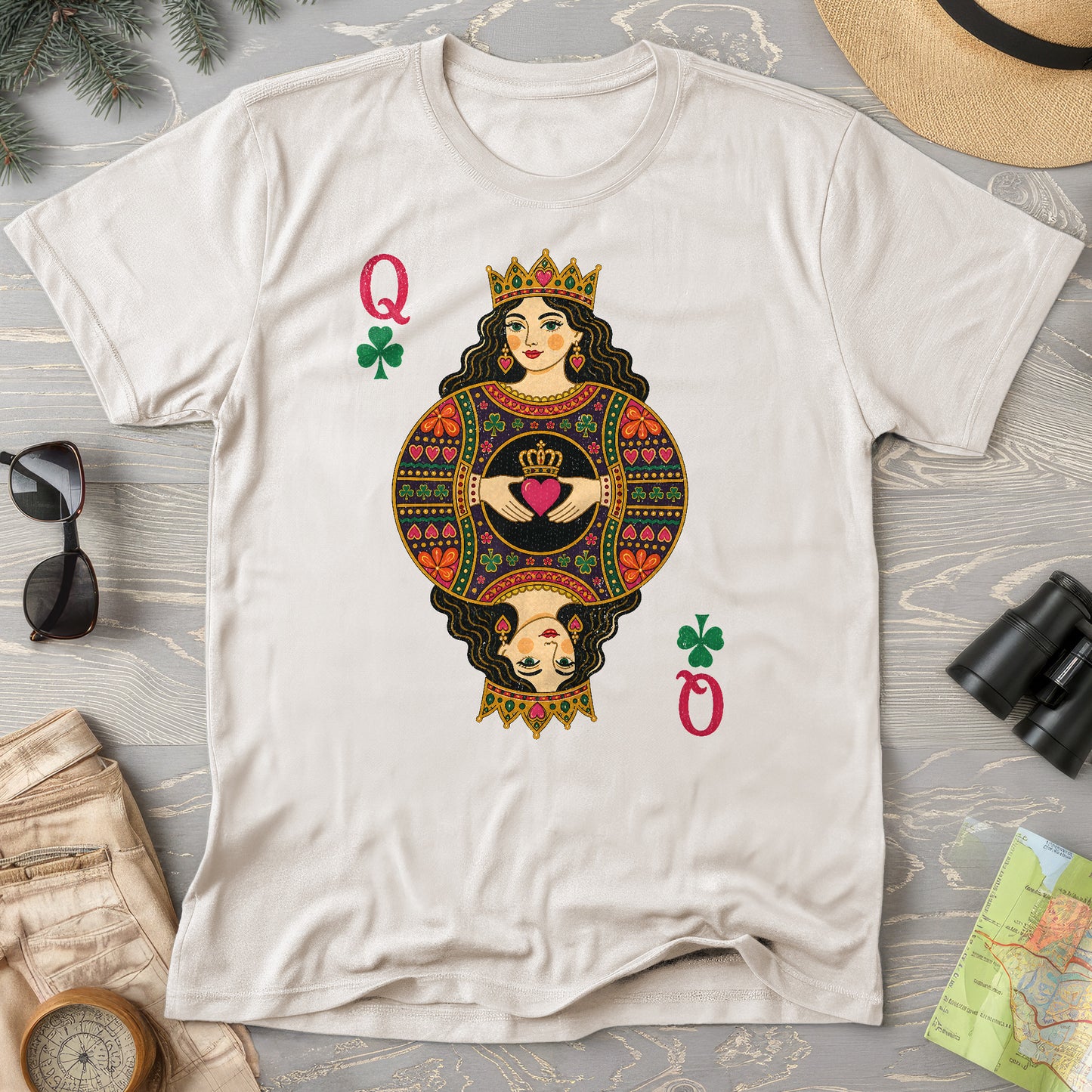 Shamrock Queen Playing Card T-Shirt