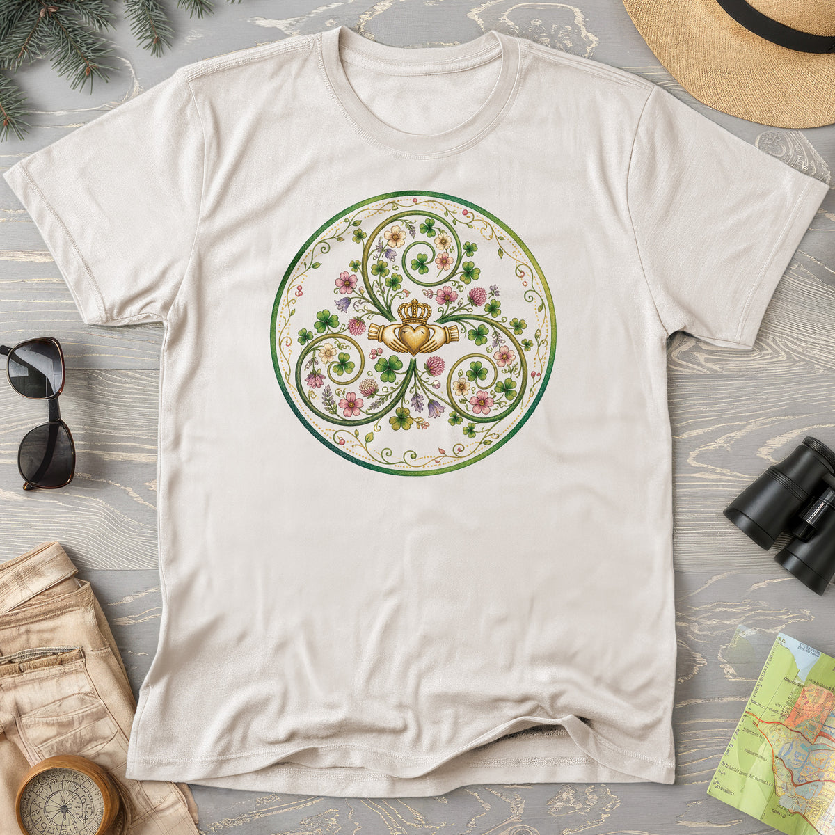 Claddagh Floral Triskele T-Shirt