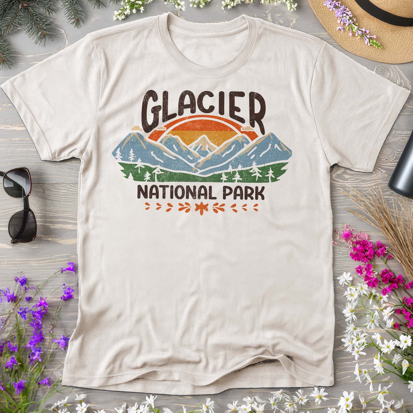 Glacier National Park "Sunny Mountains" Comfort Colors T-Shirt