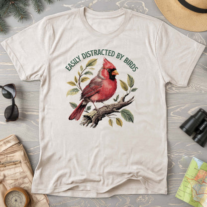 Easily Distracted By Birds Cardinal Comfort Colors T-Shirt