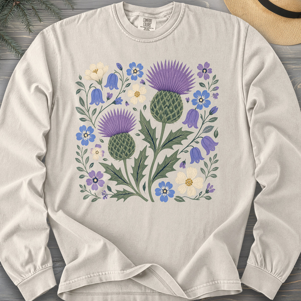Scottish Thistle Floral Long Sleeve Shirt