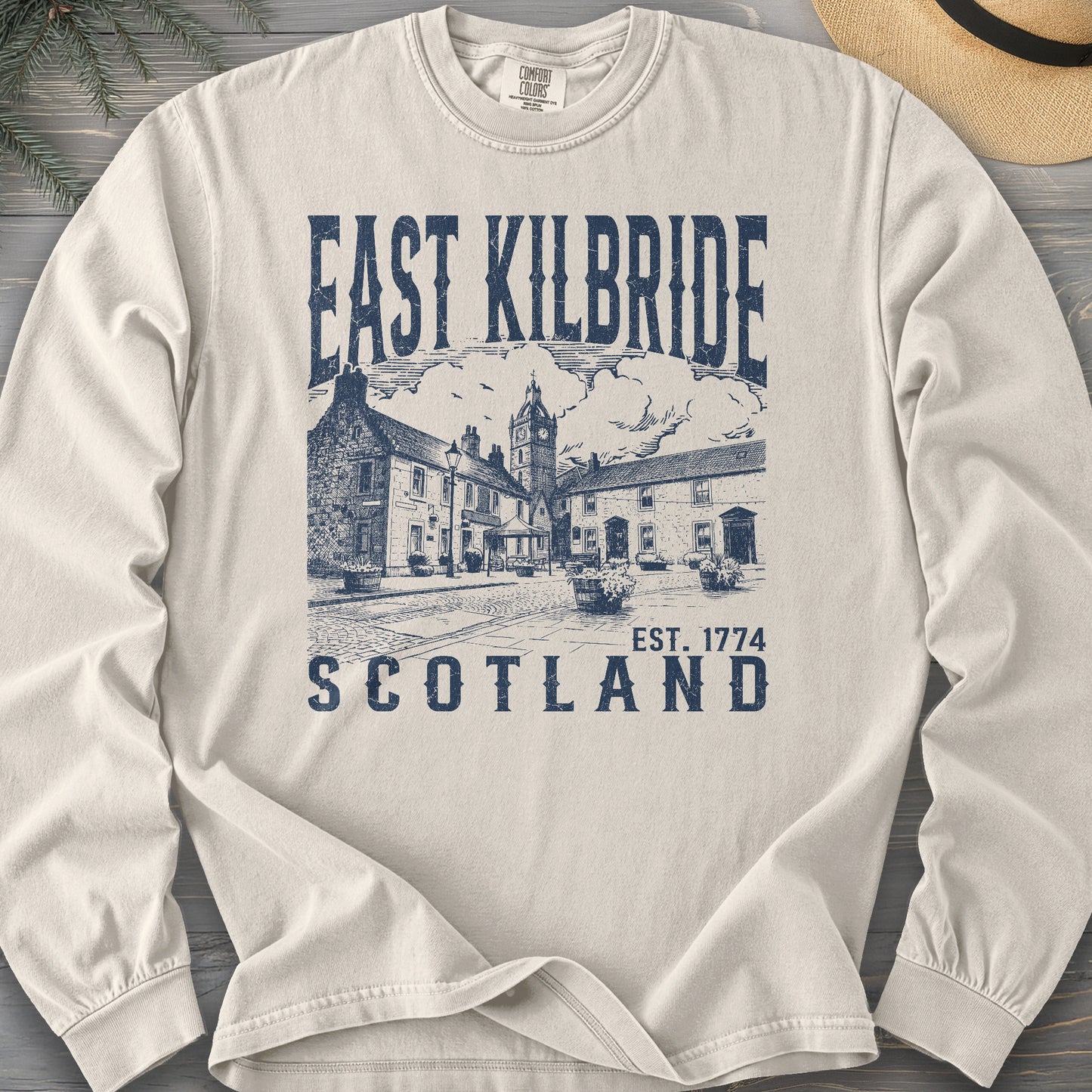 East Kilbride Scotland Sketch Comfort Colors 6014 Long Sleeve