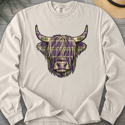 Scottish Highland Plaid Coo Comfort Colors 6014 Long Sleeve