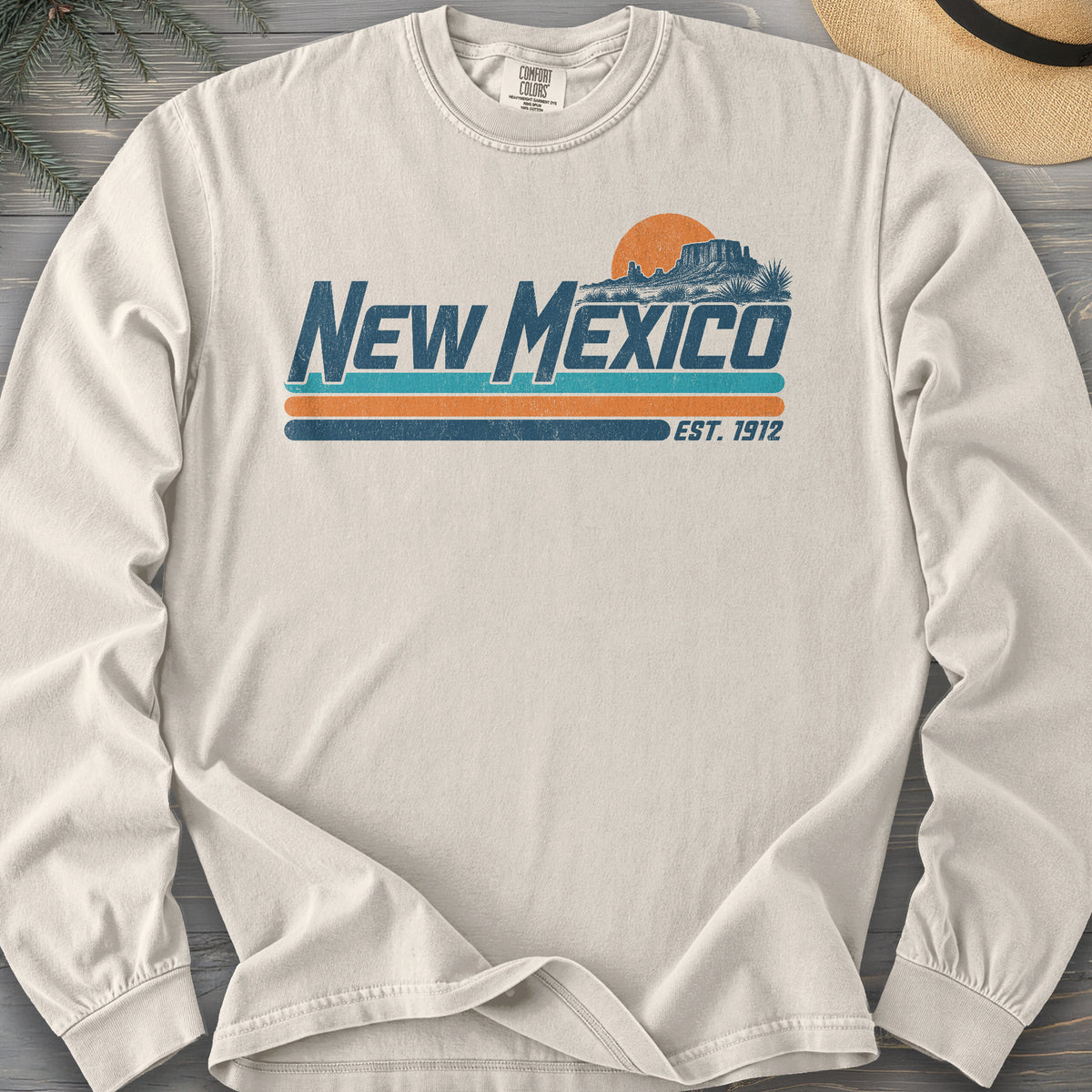 New Mexico Retro Stripe Comfort Colors 6014 Long Sleeve