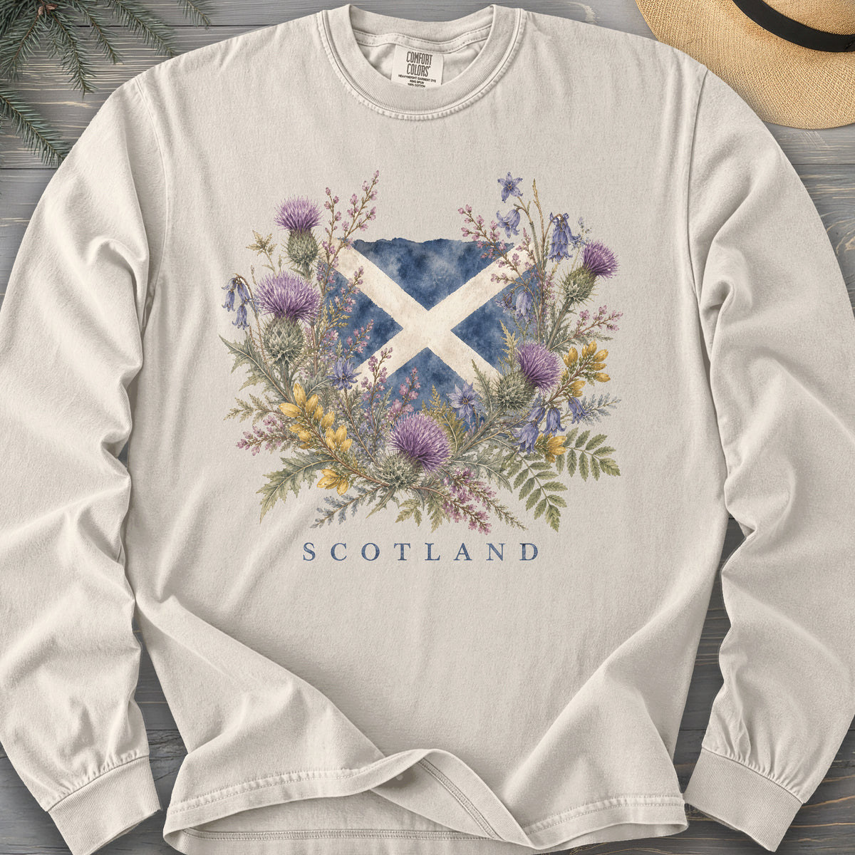 Botanical Scotland Flag Comfort Colors 6014 Long Sleeve