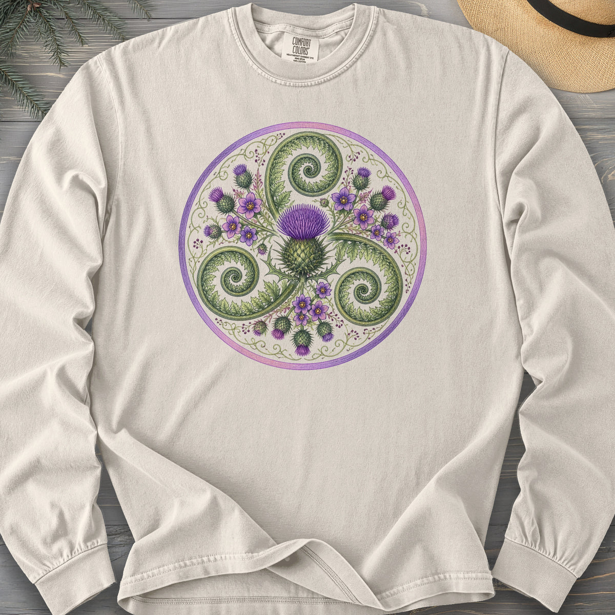 Thistle Triskele Fern Comfort Colors 6014 Long Sleeve