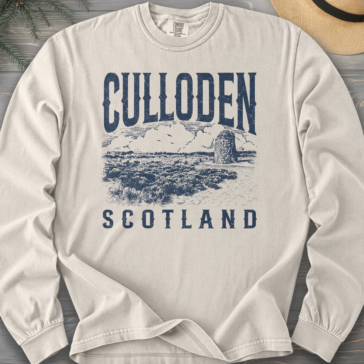 Culloden Scotland Sketch Comfort Colors 6014 Long Sleeve