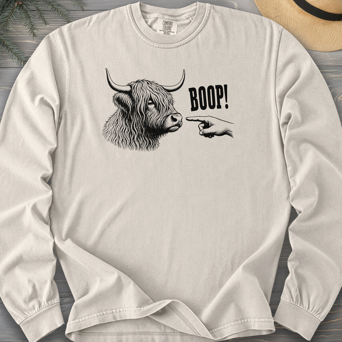 Boop Highland Coo Comfort Colors 6014 Long Sleeve