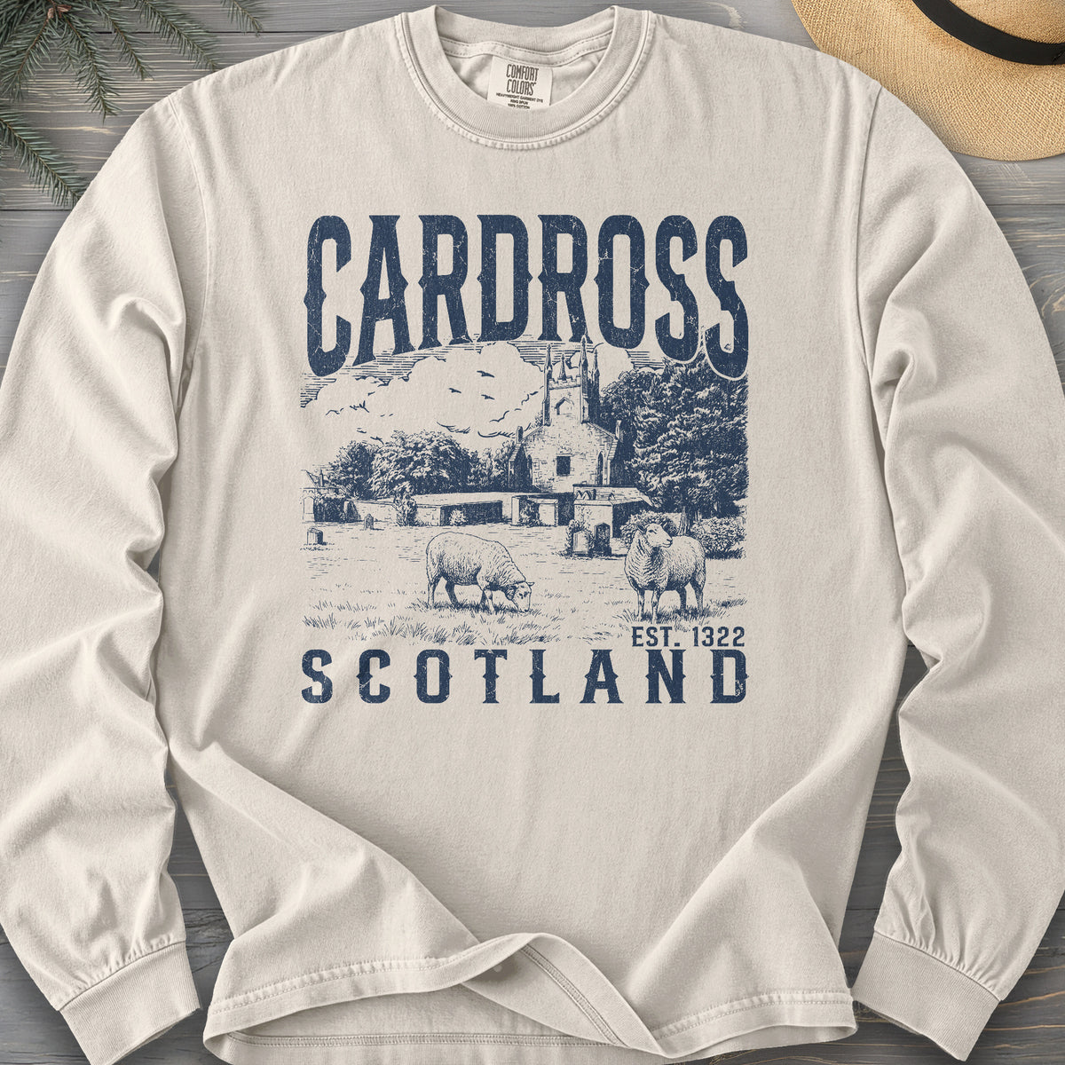 Cardross Scotland Sketch Comfort Colors 6014 Long Sleeve