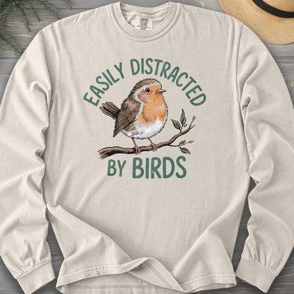 Easily Distracted By Birds Robin Textured Long Sleeve Shirt