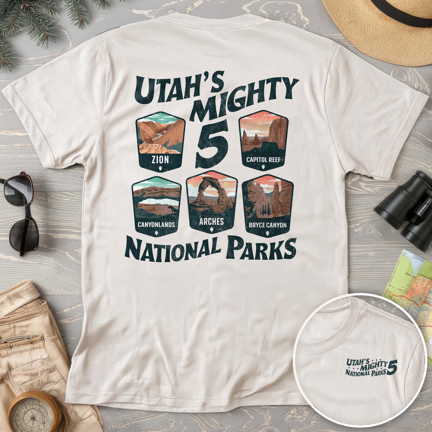 Utah's Mighty Five National Parks "5 Badges" Comfort Colors T-Shirt