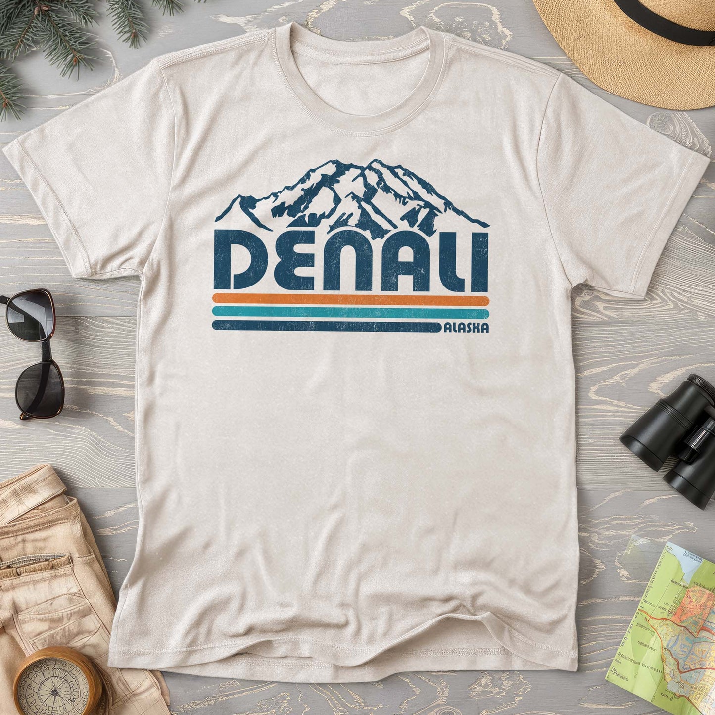 Denali Alaska Retro Stripe Comfort Colors T-Shirt