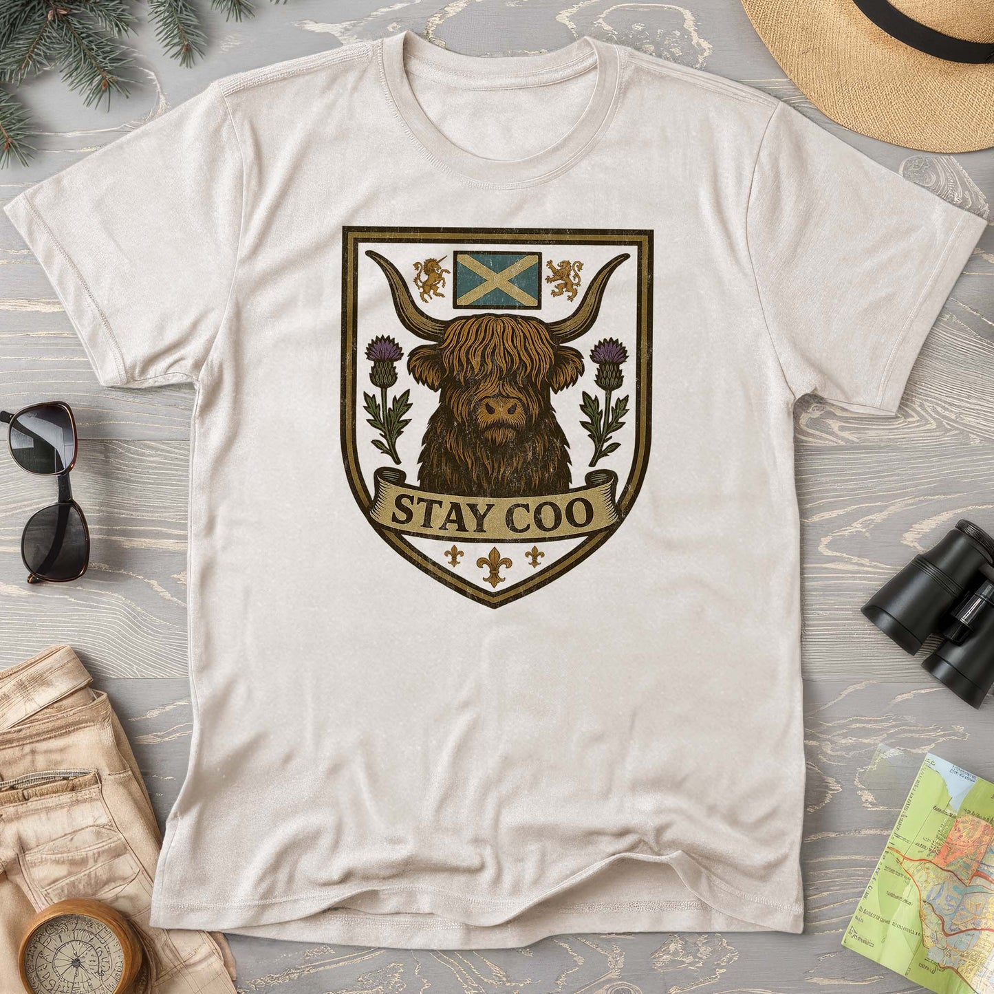 Highland Cow "Scottish Heraldry" Comfort Colors T-Shirt