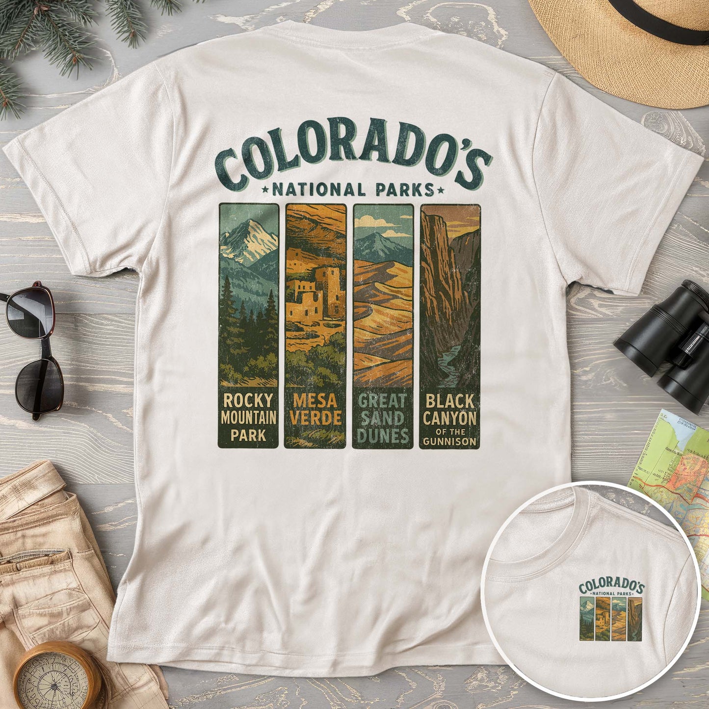 Colorado National Parks Vertical Front/Back Print Comfort Colors T-Shirt