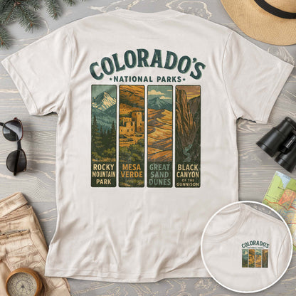 Colorado National Parks Vertical Front/Back Print Comfort Colors T-Shirt