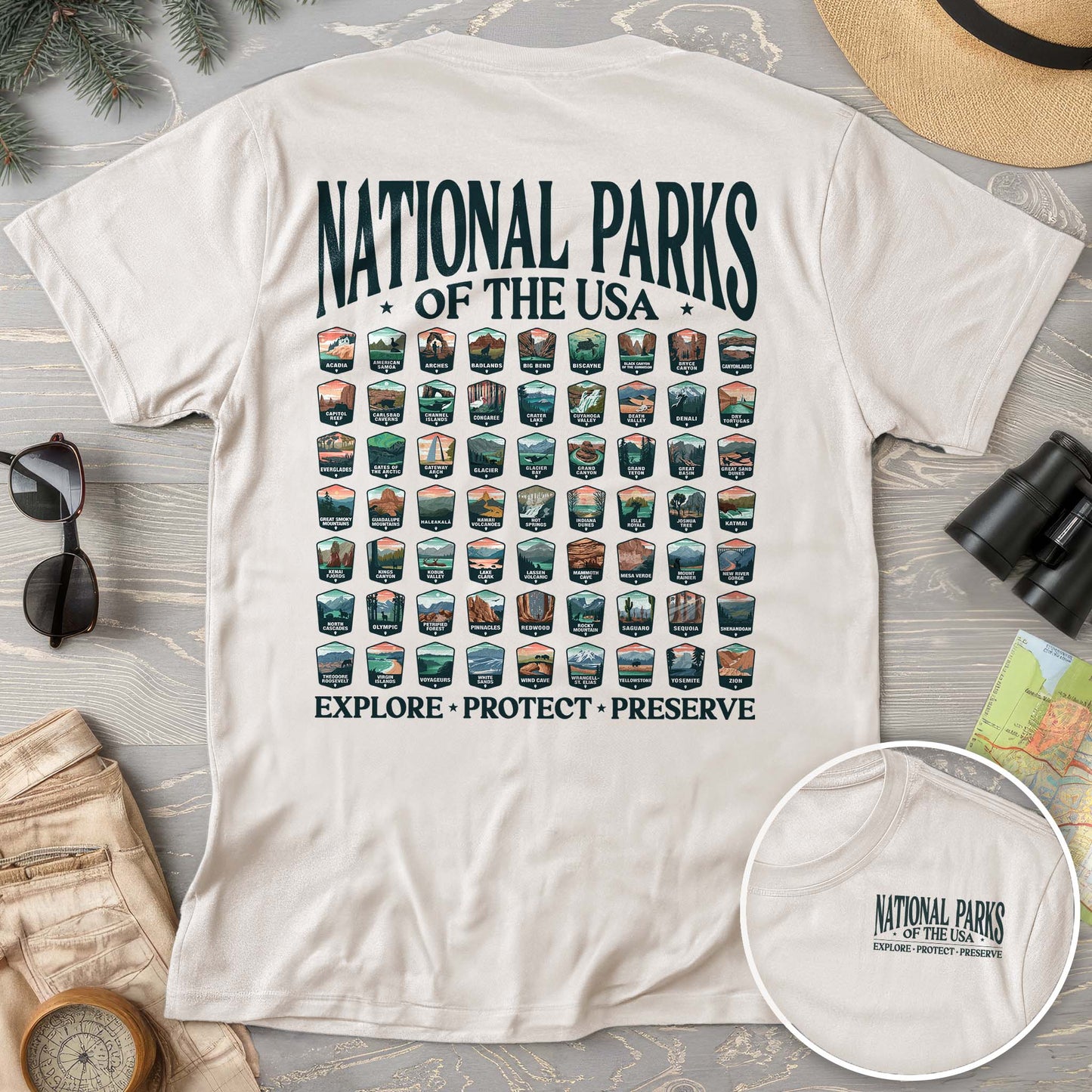 National Parks of the USA 63 Badges Comfort Colors T-Shirt