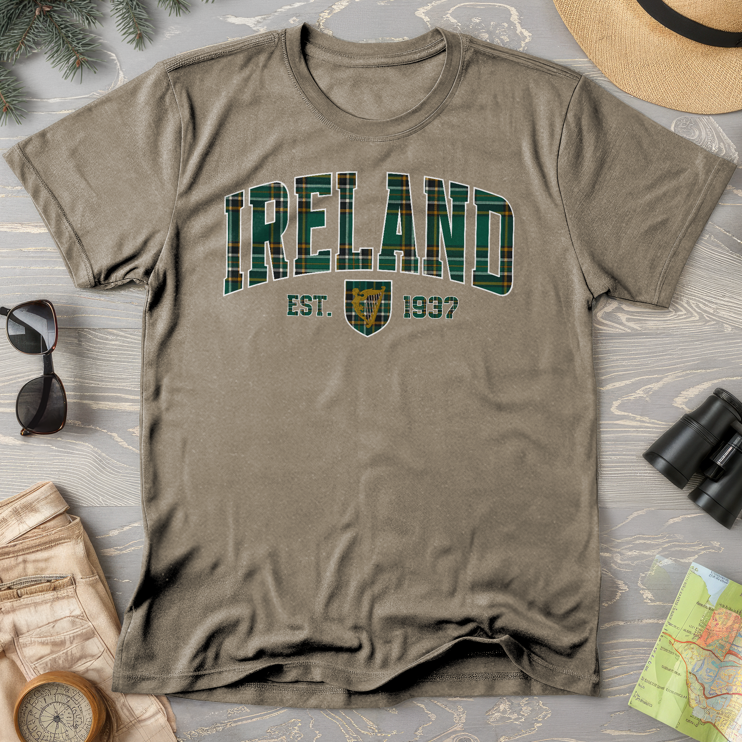 Ireland Tartan Varsity Comfort Colors T-Shirt