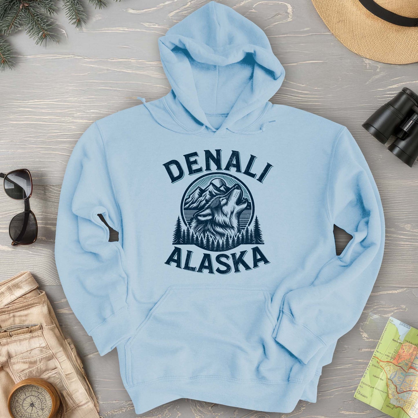 Denali National Park "Vintage Wolf" Hoodie