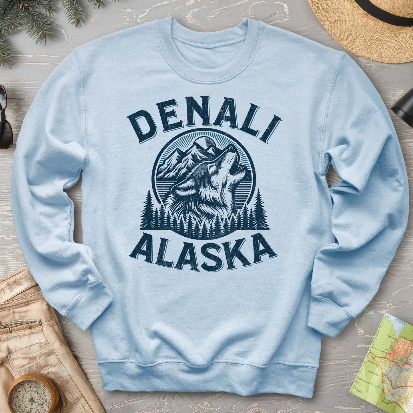 Denali National Park "Vintage Wolf" Crewneck Sweatshirt