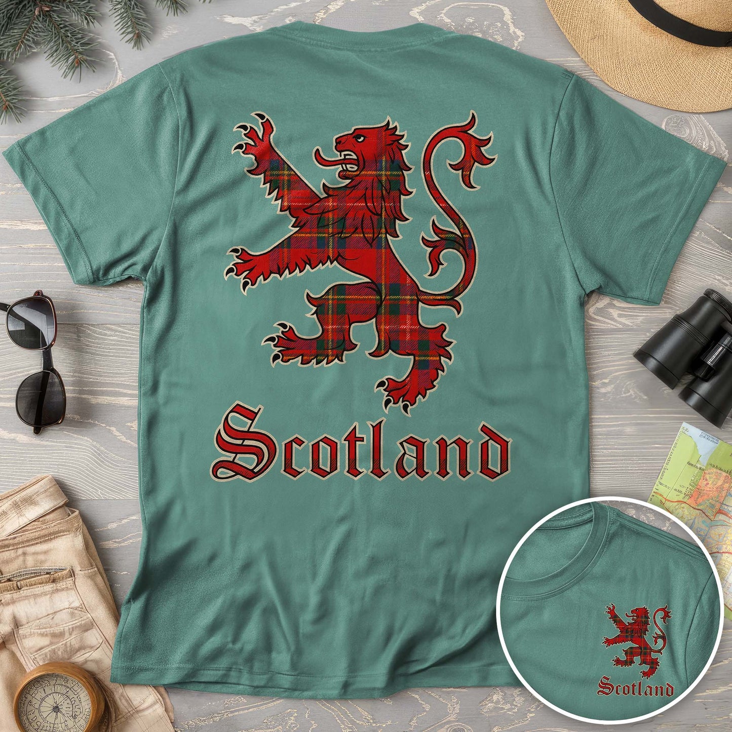 Scotland Tartan Lion Front/Back Print T-shirt
