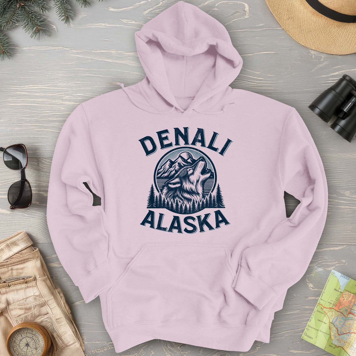 Denali National Park "Vintage Wolf" Hoodie