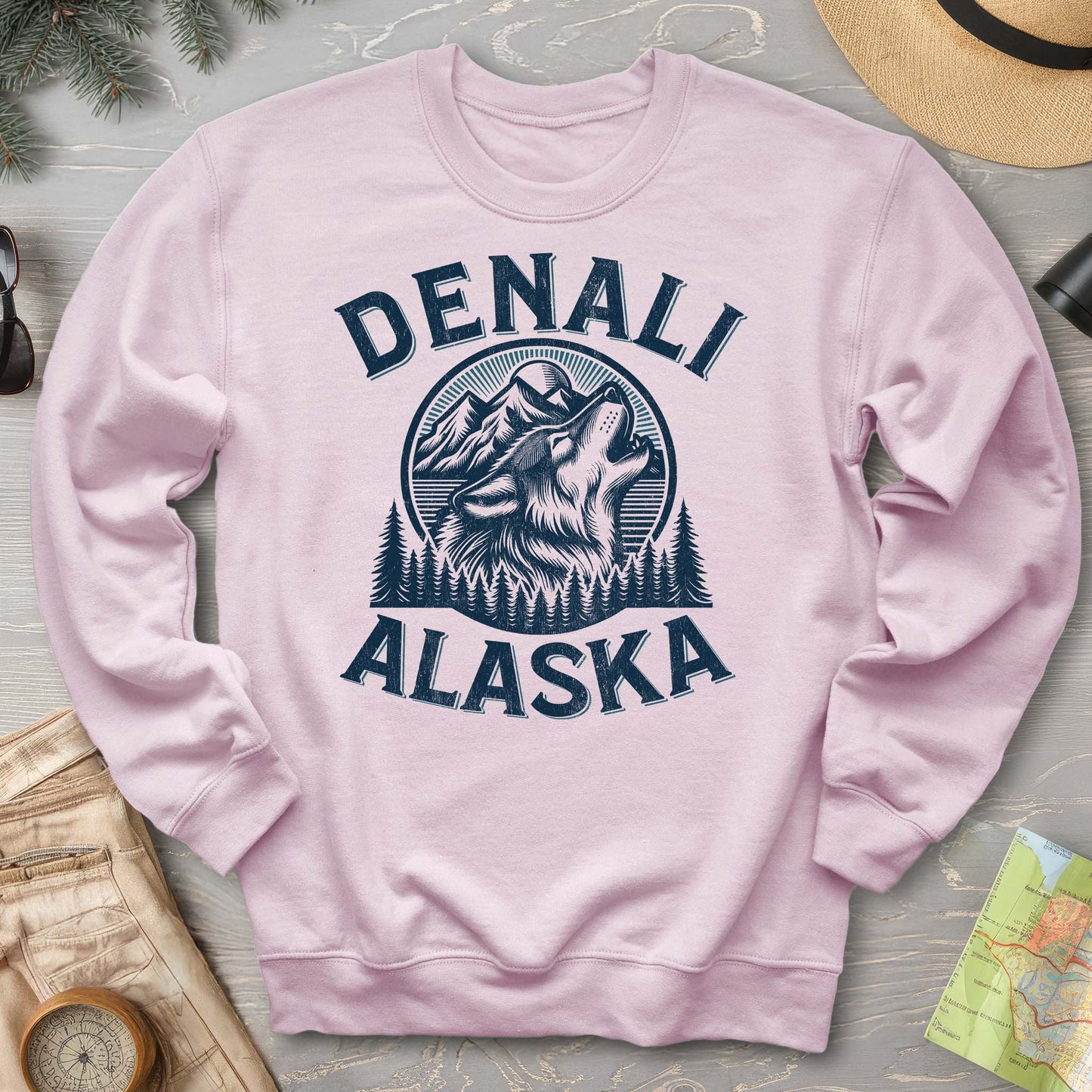 Denali National Park "Vintage Wolf" Crewneck Sweatshirt