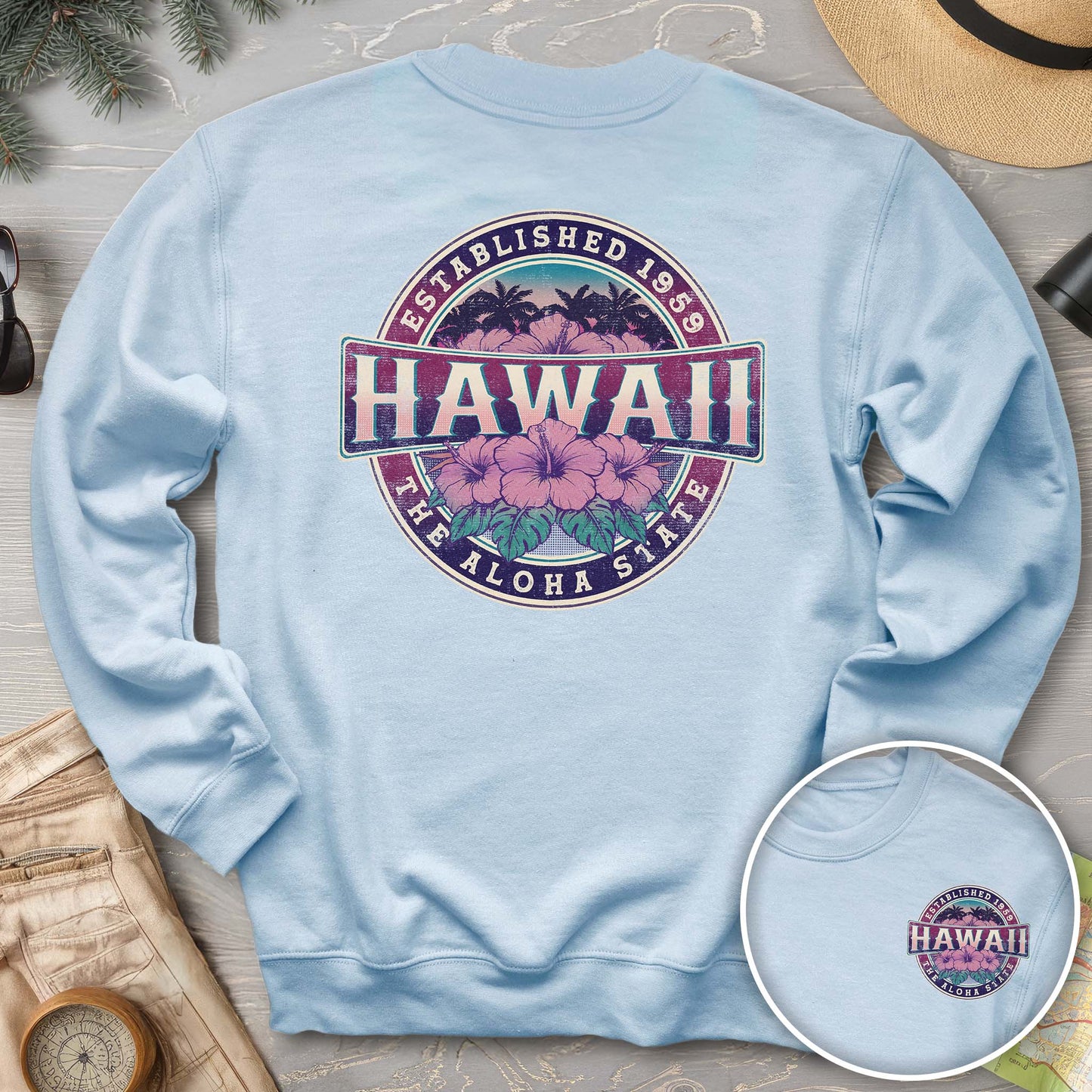 Hawaii Badge Front/Back Print Sweatshirt